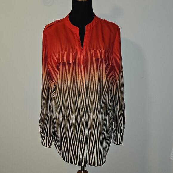 Calvin Klein Red and Brown Shirt - Picture 1 of 5